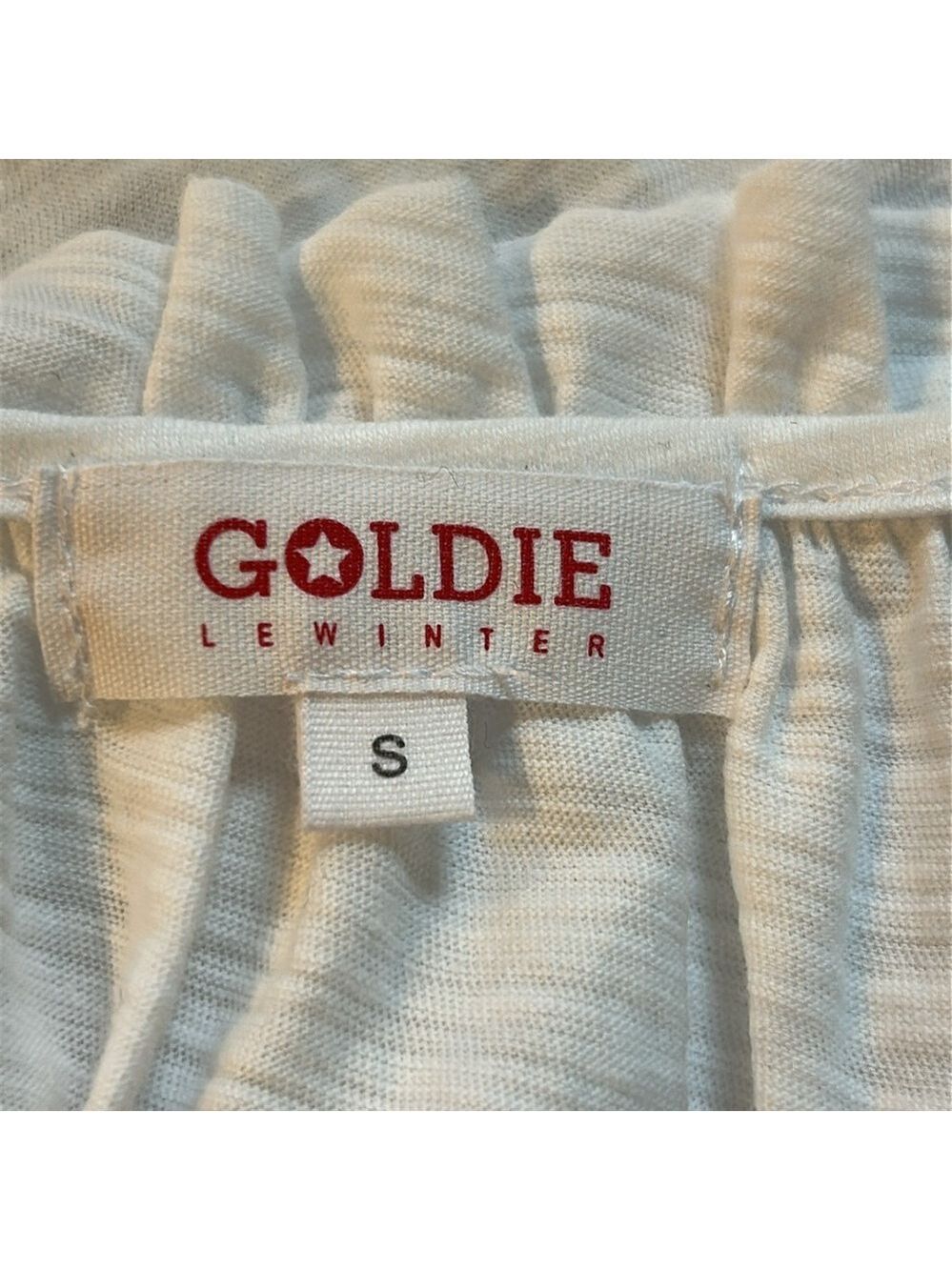 NWT Goldie Lewinter Butterfly Peasant Ruffle Sleeve White 100% Cotton Tee Small - Picture 6 of 10